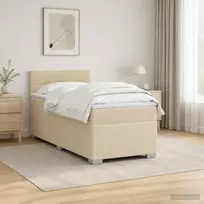 Lova su čiužiniu ir LED apšvietimu Kreminė 80 x 200 cm Audinys