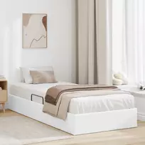 Lova Otomano lovos rėmas Švari balta 90 x 190 cm Dirbtinė oda