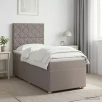Spyruoklinė lova su čiužiniu Taupe 90 x 200 cm Audinys