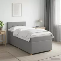 Spyruoklinė lova su čiužiniu Šviesiai pilka 80 x 200 cm Audinys