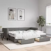 Lova su ištraukiama dalimi/stalčiais be čiužinio, 100x190 cm