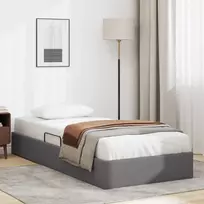 Lova Otomano lovos rėmas su saugykla Pilka 90 x 190 cm Dirbtinė oda