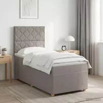 Spyruoklinė lova su čiužiniu Taupe 90 x 200 cm Audinys