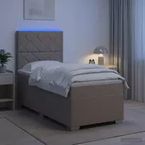 Spyruoklinė lova su čiužiniu Taupe 90 x 200 cm Audinys