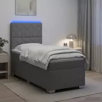 Lova su čiužiniu ir LED apšvietimu Šviesiai pilka 90 x 190 cm