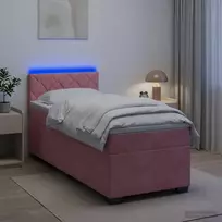 Lova su čiužiniu ir LED apšvietimu Rožinė 90 x 200 cm Aksomas