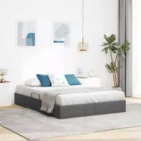 Lova Otomano lovos rėmas Tamsiai pilka 140 x 190 cm audinys