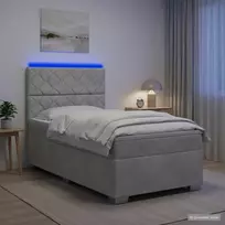 Spyruoklinė lova su čiužiniu Šviesiai pilka 80 x 200 cm Aksomas