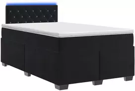 Lova su čiužiniu ir LED apšvietimu Juoda 120 x 190 cm Aksomas