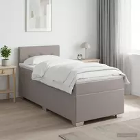 Spyruoklinė lova su čiužiniu Taupe 90 x 200 cm Audinys