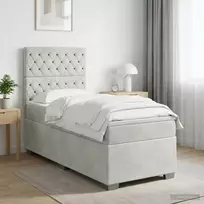 Lova su čiužiniu ir LED apšvietimu Šviesiai pilka 90 x 190 cm