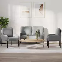 Sofa Sofų komplektai 3 vnt. Šviesiai pilka fanera