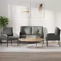 Sofa Sofų komplektai 3 vnt. Tamsiai pilka fanera