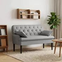 Sofa Minkštas kampas su mygtukų apmušalais Šviesiai pilka Audinys