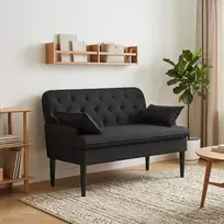 Sofa Minkštas kampas su mygtukų apmušalais Juoda 111 x 68 x 80 cm