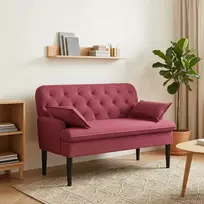 Sofa Minkštas kampas su mygtukų apmušalais Vyno raudona Audinys