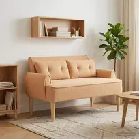 Sofa Minkštas kampas su mygtukų apmušalais Smėlio 117 x 67 x 77 cm