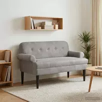 Sofa Minkštas kampas su mygtukų apmušalais Šviesiai pilka Aksomas