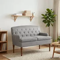Sofa Minkštas kampas su mygtukų apmušalais Šviesiai pilka Aksomas