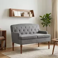 Sofa Minkštas kampas su mygtukų apmušalais Tamsiai pilka Aksomas