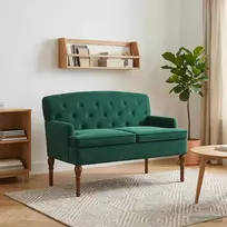 Sofa Minkštas kampas su mygtukų apmušalais Tamsiai žalia Aksomas