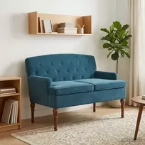 Sofa Minkštas kampas su mygtukų apmušalais Mėlyna 111 x 65 x 79 cm