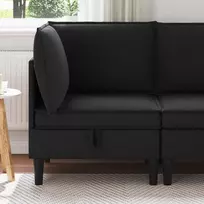 Kampinė Sofa su Saugykla Juoda Aksomas