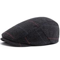 Wool plaid herringbone pattern men's beret British retro newsboy hat fashion casual forward hat cap Adjustable pilka spalva