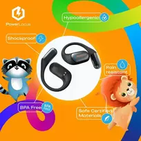 Ausinės Belaidės Bluetooth PowerLocus Open Ear vaikams Mkids juoda