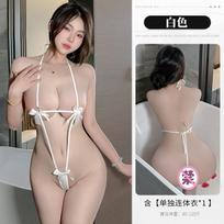 Erotic lingerie sexy backless bikin bow strap resort three-point bikini pure desire swimsuit set One size fits all [wearable weight: within 65kg] balta
