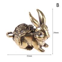 Kinų Naujųjų Metų Antikinis Solidus Vario Zodiako Laimingo Triušio Statulėlės Ornamentas Vintažinis Vario Raktų Pakabukas Figūrėlė Dekoracija S beige