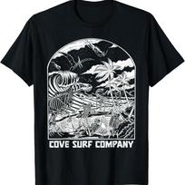 Skeleton Dinosaur Cove Surf Company T Shirt - Men's Summer Cotton Graphic Tee S įvairiaspalvis