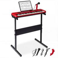 Vaikiška pianino klaviatūra, 61 klavišo skaitmeninis instrumentas, raudona, reguliuojamas stovas
