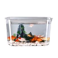 Transparent Explosion-proof Plastic Fish Tank Fall Prevention PET Desktop Goldfish Bowl Small Ecological Water Tank gray