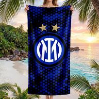 Inter Milan paplūdimio rankšluostis Minkštas mikropluošto vasaros rankšluostis Greitai džiūstantis sugeriantis rankšluostis paplūdimiui, baseinui, kelionėms 70cmx140cm(27x55inch)
