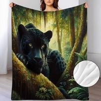 A Soft And Warm Flannel Throw Blanket Featuring a Black Panther Pattern, Perfect for Use on The Sofa, for Home Relaxation, As an Air Conditioning Blan 75X95CM beige