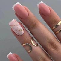 24Pcs Cute Floral Short Press On Nails Reusable Full Cover Fake Nail Tips With Application Tools brown