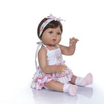 NPK 47CM Naujagimio Bebe lėlė Reborn Baby Girl lėlė įdegusia oda viso kūno silikoninės vonios žaislinės lėlės ruda