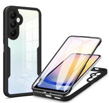 Dėklas Samsung Galaxy A15 A25 A35 A55 5G, 360° viso ekrano apsauga, kietas PC dangtelis Sumsung A 15 35 55, skaidrus, atsparus smūgiams Funda For Galaxy A15 gray