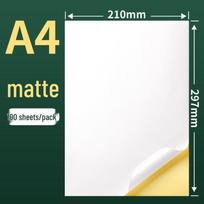 A4 Glossy Matte Self-Adhesive Label and Writing Paper for Laser and Inkjet Printers. white