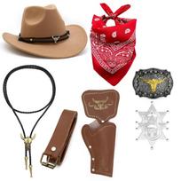 Western Outfits Cowboy Hats Bandana Western Cowboy Costume Accessories for Halloween Party Dressing Up Pretend Play ruda