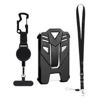 Keychain Retractable Phone Holder with Lanyard Easy to Carry Lightweight Cell Phone Tether Tag Adjustable Rotation Secure Lock Anti-Theft Cable Phone E black