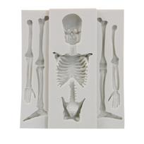 Kaukolė Skeletas Cukrinio glaisto Silikoninė forma Saldainiai Keksiukai Viršutiniai papuošimai Forma Kepimo dekoracija Šokolado Cukrinio glaisto forma pilka