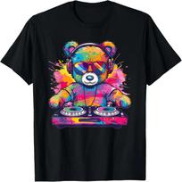 Cartoon Teddy DJ T-Shirt S juoda