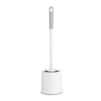 Toilet Brush with Extended Anti-Slip Handle And Hanging Hole, Arc-Shaped Soft Bristle Head Bathroom Cleaner for Deep B mėlyna