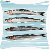 Colorful Sardine Lobster Fish Ocean Animal Cushion Cover Car Throw Pillow Case For Sofa Car Christmas Gift Peach skin 18*18(CM)-1Pcs gray