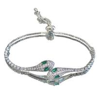 Stylish Full Diamonds Spirit Snake Bracelet Secure Push Pull Mechanism Alloy Wrist Chain Formal Wear Jewelry Gift sidabras