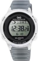 Q&Q Citizen Watch Digital Radio-Controlled Solar Water Resistant with Date, Urethane Band, Men's D01A-006VK Clear gray