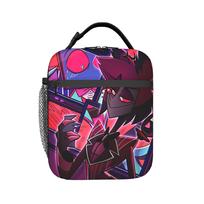 Radiostatic Vox Alastor Lunch Bag Hazbin Hotels Fun Lunch Box Travel Portable Thermal Lunch Bags For Women Waterproof Cooler Bag One Size black