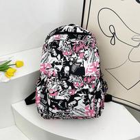 Grafiti spaudinio kuprinė, didelės talpos, laisvalaikio, mokyklinė, unisex, daugiafunkcinė, kasdienė, knygų krepšys paaugliams, mokyklai, kelionėms 30 18 46cm gray